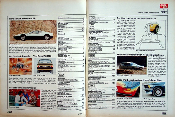 Inhaltsverzeichnis Auto Motor und Sport 08/1976
