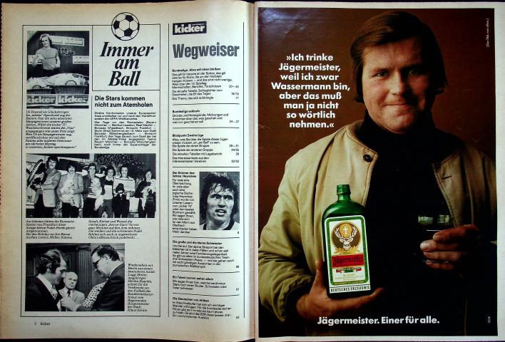 Inhaltsverzeichnis Kicker 08/1976