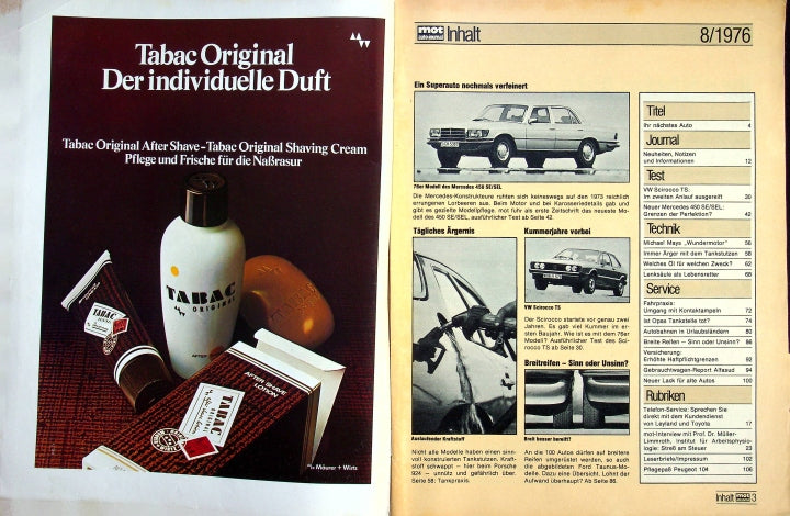 Inhaltsverzeichnis MOT 08/1976