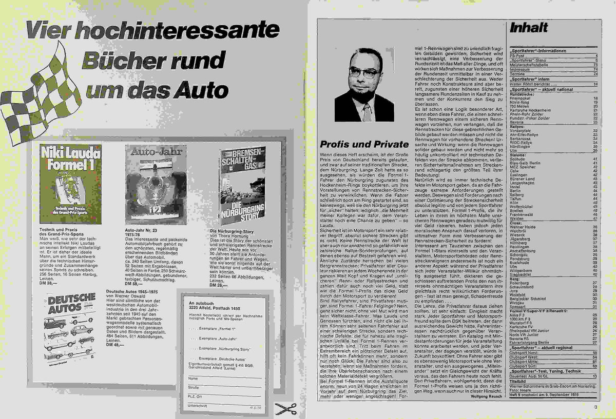 Inhaltsverzeichnis Sport Fahrer 08/1976