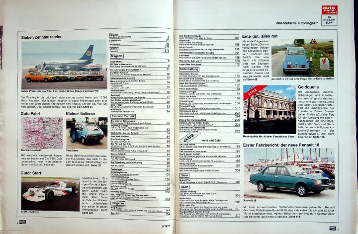 Inhaltsverzeichnis Auto Motor und Sport 08/1978