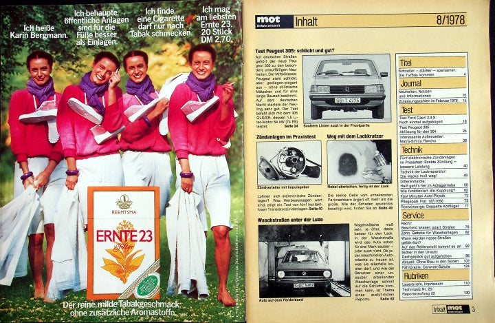 Inhaltsverzeichnis MOT 08/1978