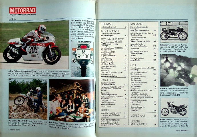 Inhaltsverzeichnis Motorrad 08/1979