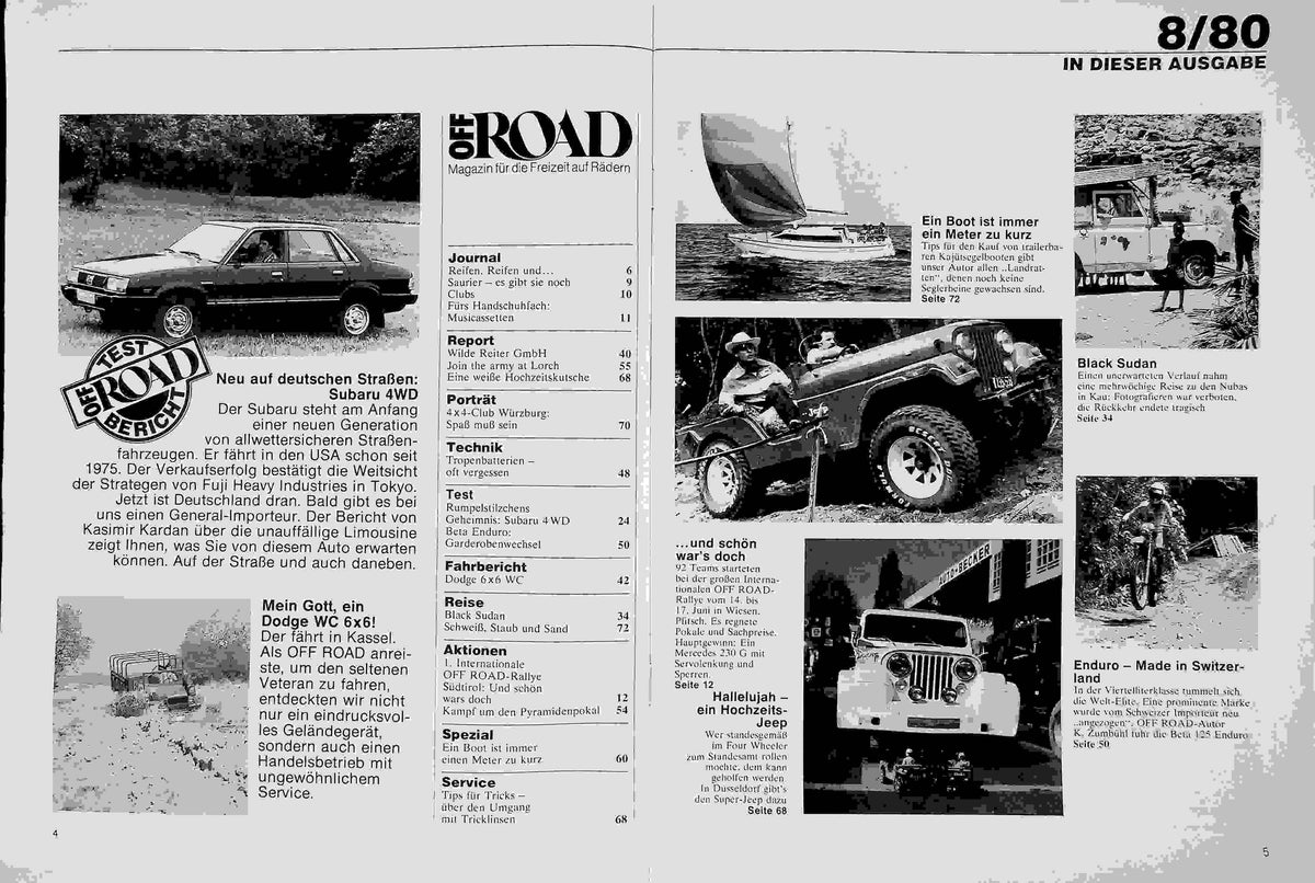 Inhaltsverzeichnis Offroad 08/1980