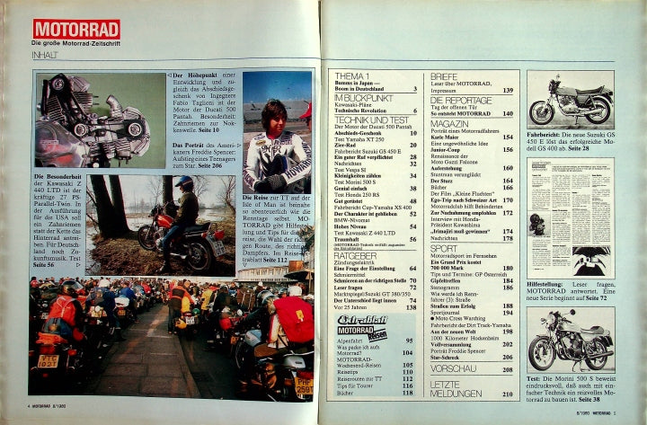 Inhaltsverzeichnis Motorrad 08/1980