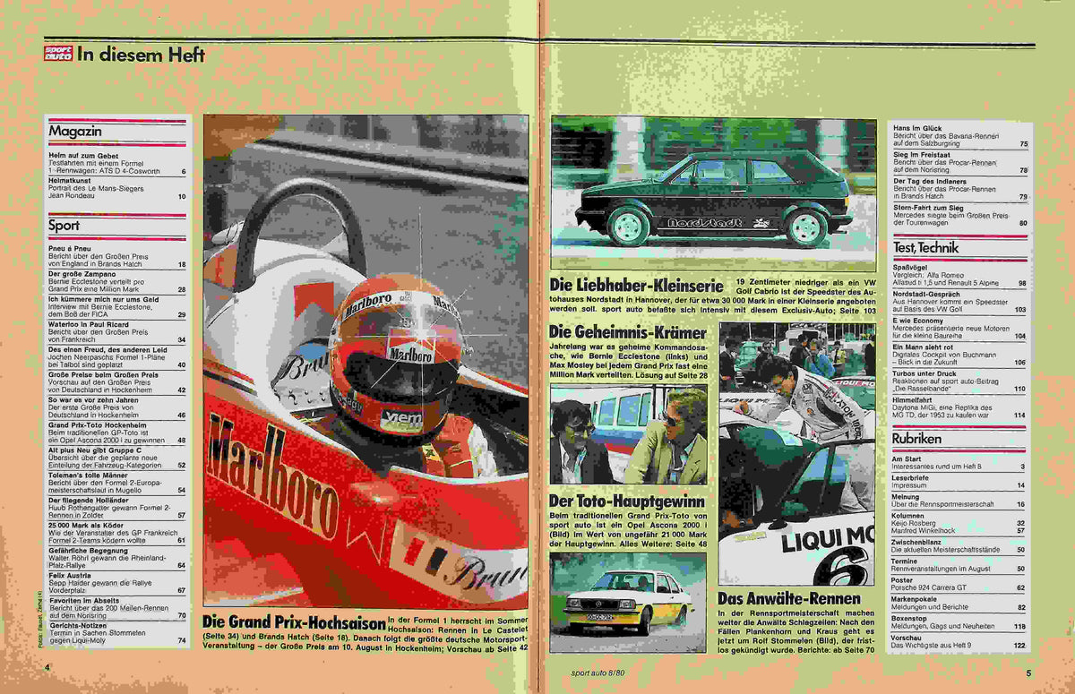 Inhaltsverzeichnis Sport Auto 08/1980