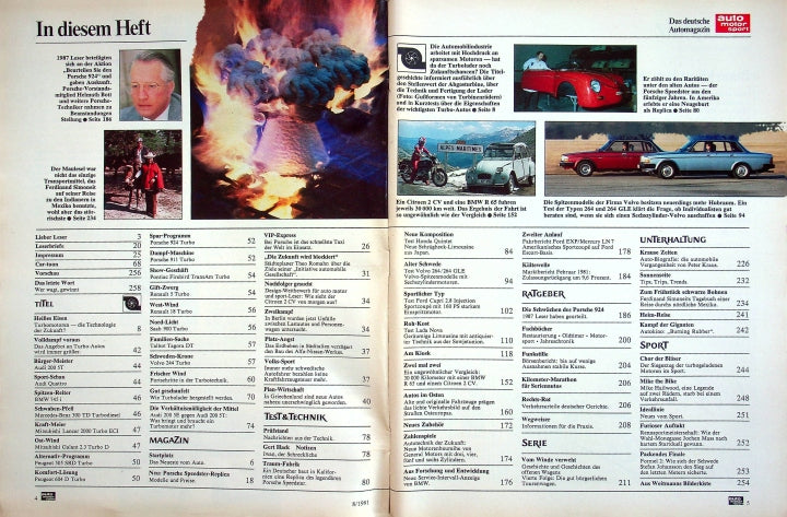 Inhaltsverzeichnis Auto Motor und Sport 08/1981