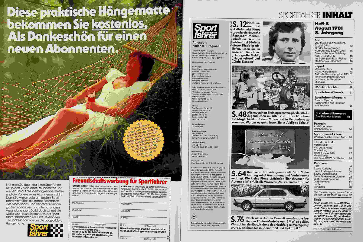 Inhaltsverzeichnis Sport Fahrer 08/1981
