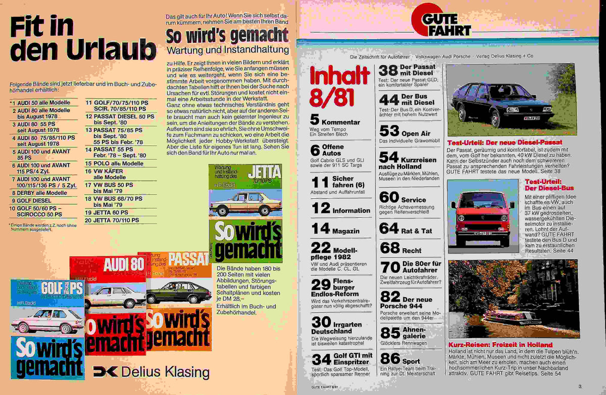 Inhaltsverzeichnis Gute Fahrt 08/1981