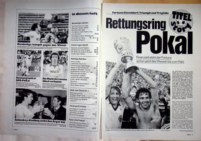 Inhaltsverzeichnis Kicker 08/1981
