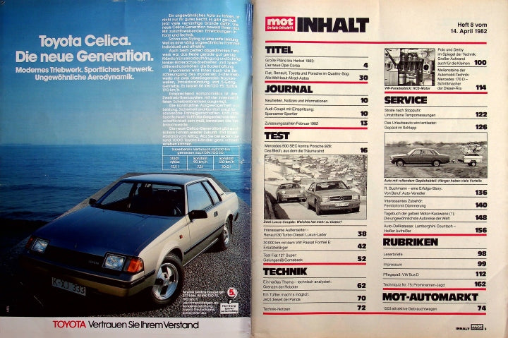 Inhaltsverzeichnis MOT 08/1982