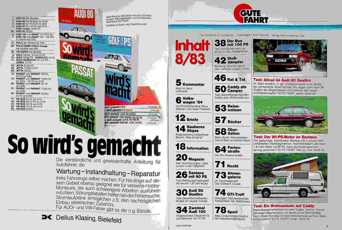 Inhaltsverzeichnis Gute Fahrt 08/1983