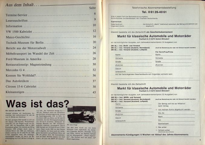 Inhaltsverzeichnis Oldtimer Markt 08/1983