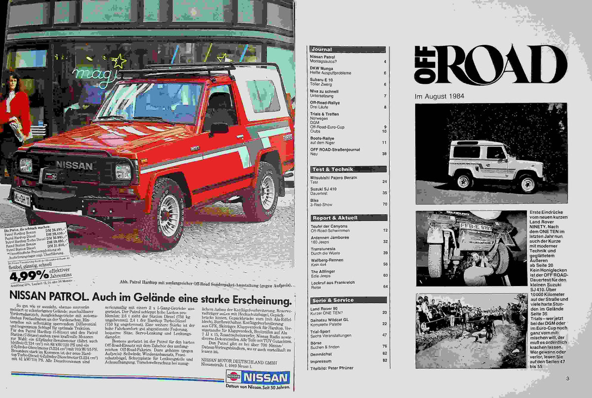 Inhaltsverzeichnis Offroad 08/1984