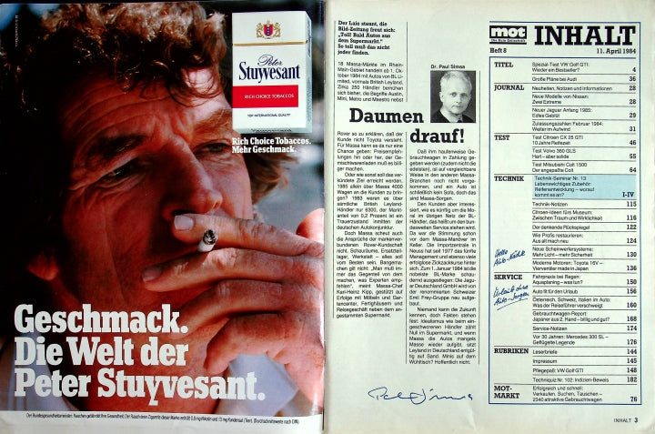 Inhaltsverzeichnis MOT 08/1984