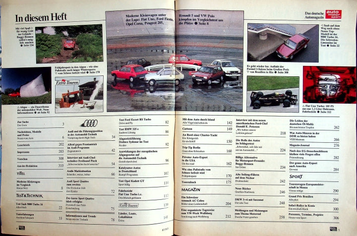 Inhaltsverzeichnis Auto Motor und Sport 08/1985