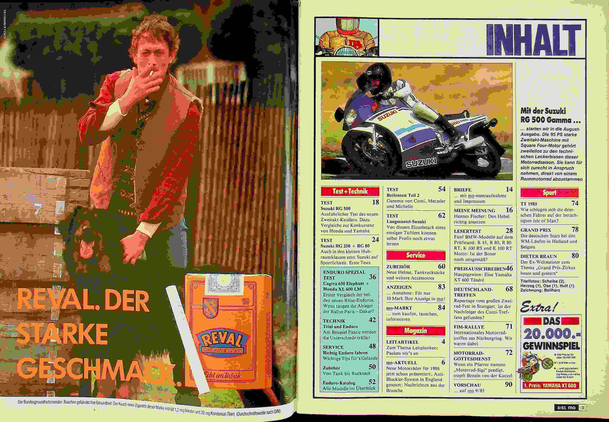 Inhaltsverzeichnis MO Magazin 08/1985