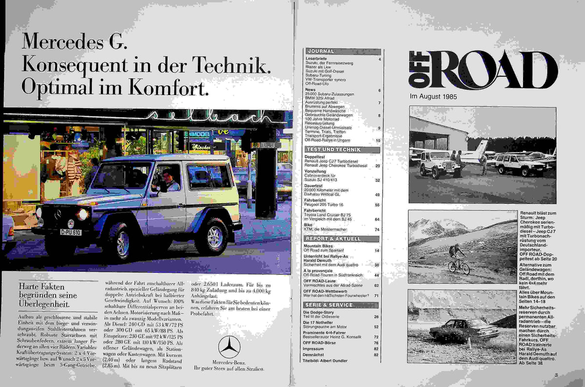 Inhaltsverzeichnis Offroad 08/1985