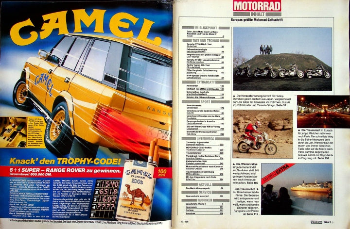 Inhaltsverzeichnis Motorrad 08/1986
