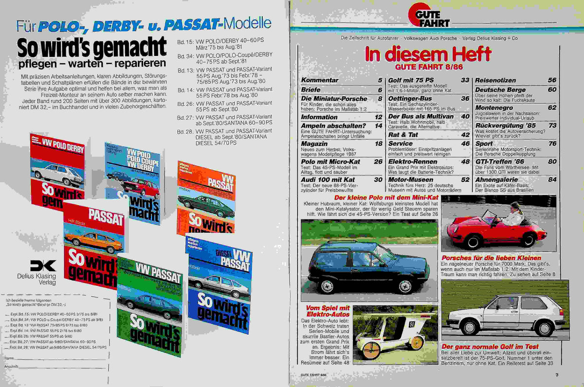 Inhaltsverzeichnis Gute Fahrt 08/1986