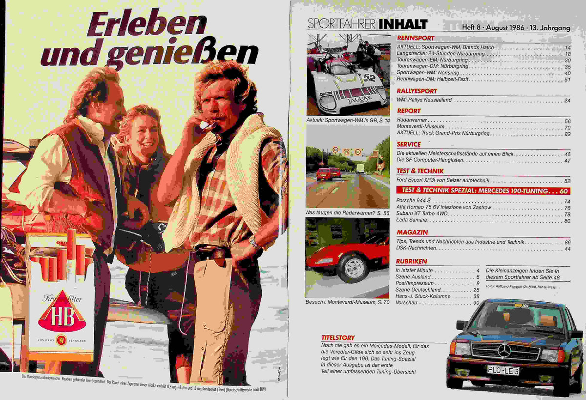 Inhaltsverzeichnis Sport Fahrer 08/1986