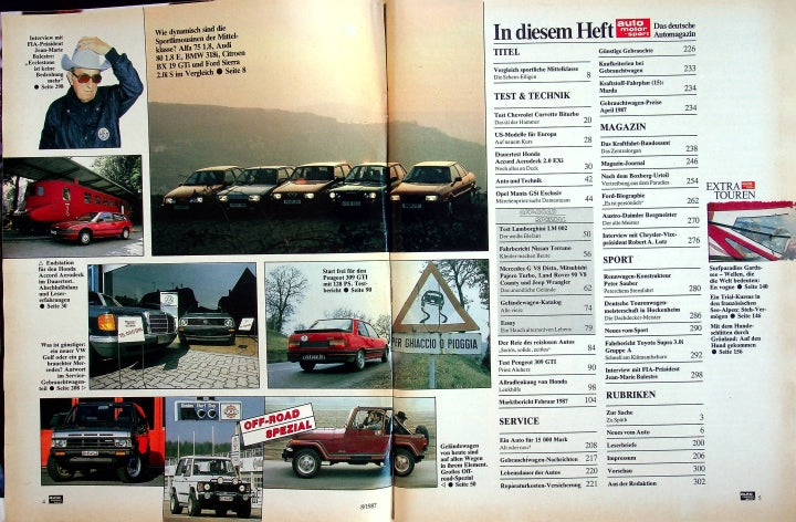 Inhaltsverzeichnis Auto Motor und Sport 08/1987