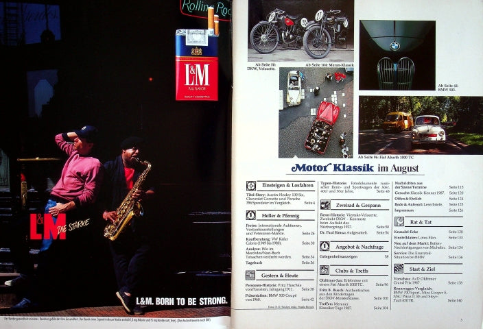 Inhaltsverzeichnis Motor Klassik 08/1987
