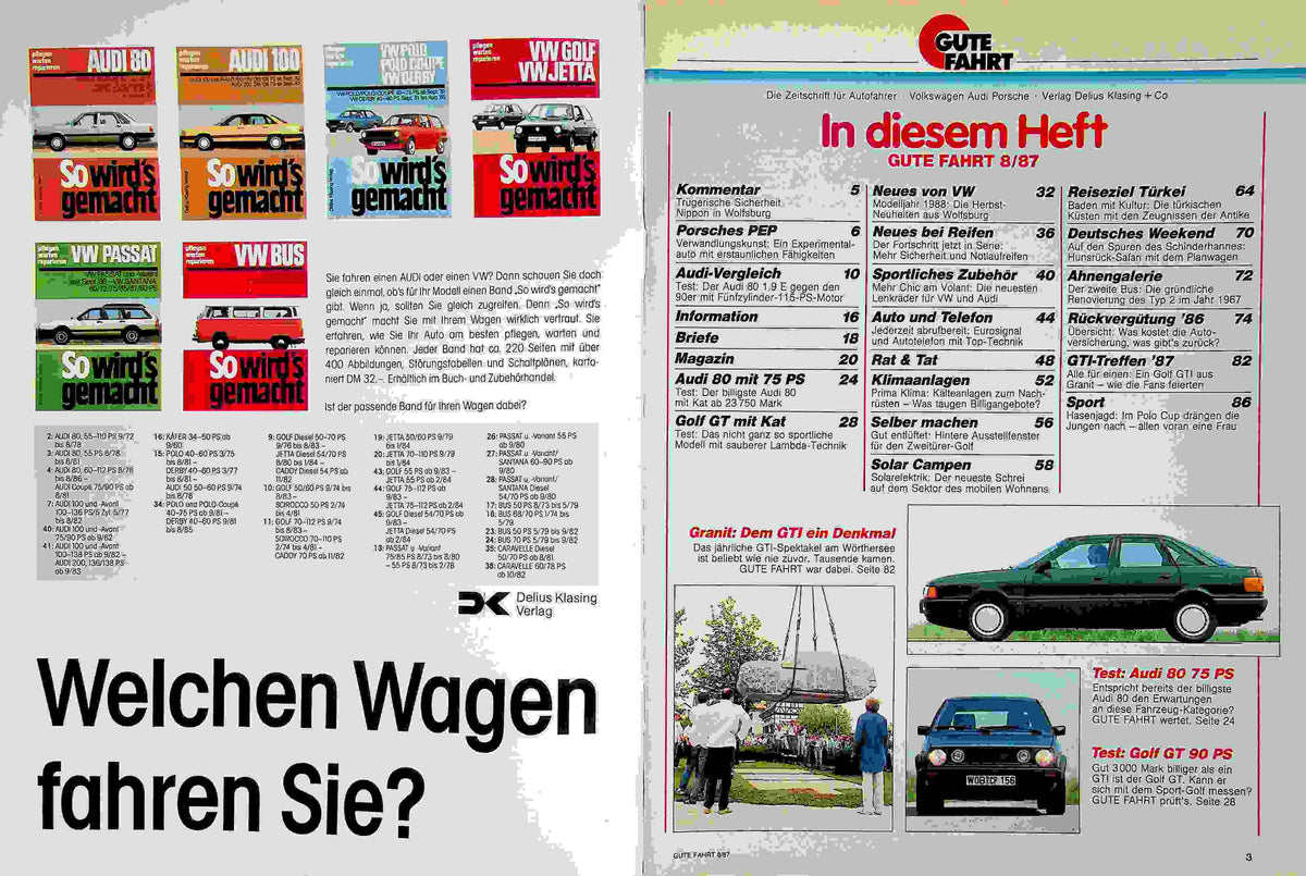 Inhaltsverzeichnis Gute Fahrt 08/1987
