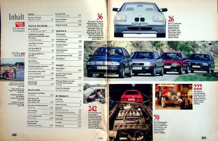 Inhaltsverzeichnis Auto Motor und Sport 08/1988
