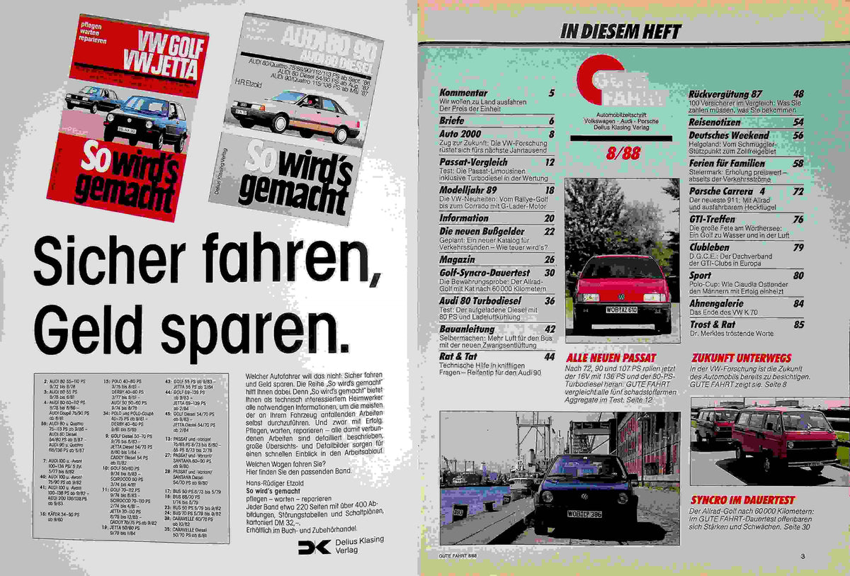 Inhaltsverzeichnis Gute Fahrt 08/1988