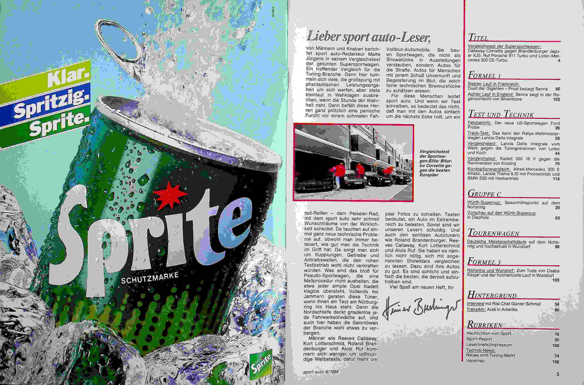 Inhaltsverzeichnis Sport Auto 08/1988