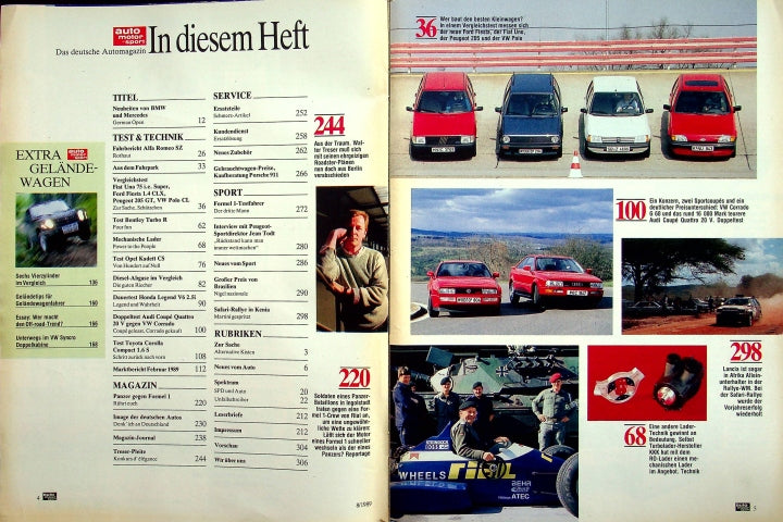 Inhaltsverzeichnis Auto Motor und Sport 08/1989