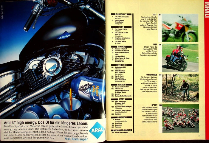 Inhaltsverzeichnis Motorrad 08/1989