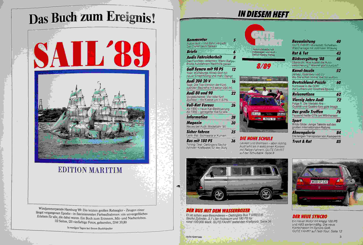 Inhaltsverzeichnis Gute Fahrt 08/1989