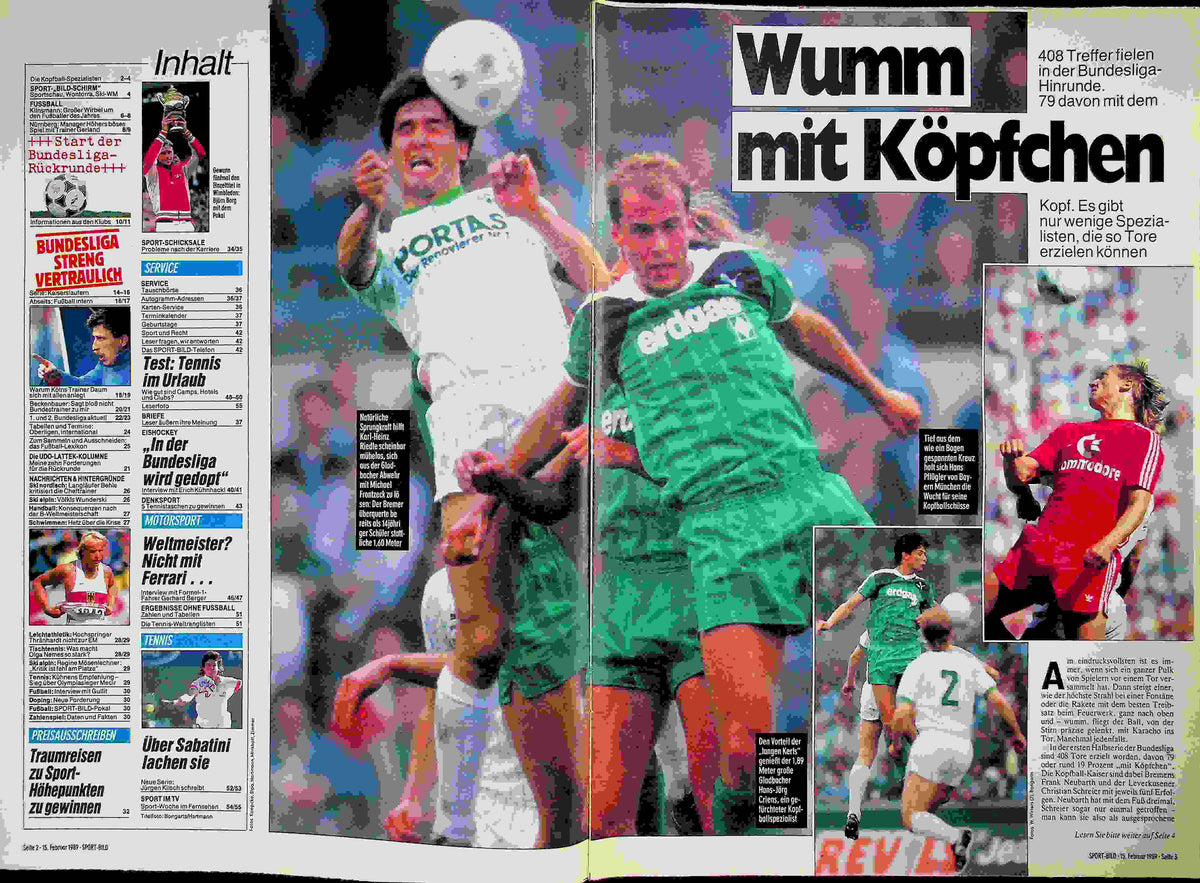 Inhaltsverzeichnis Sport Bild 08/1989