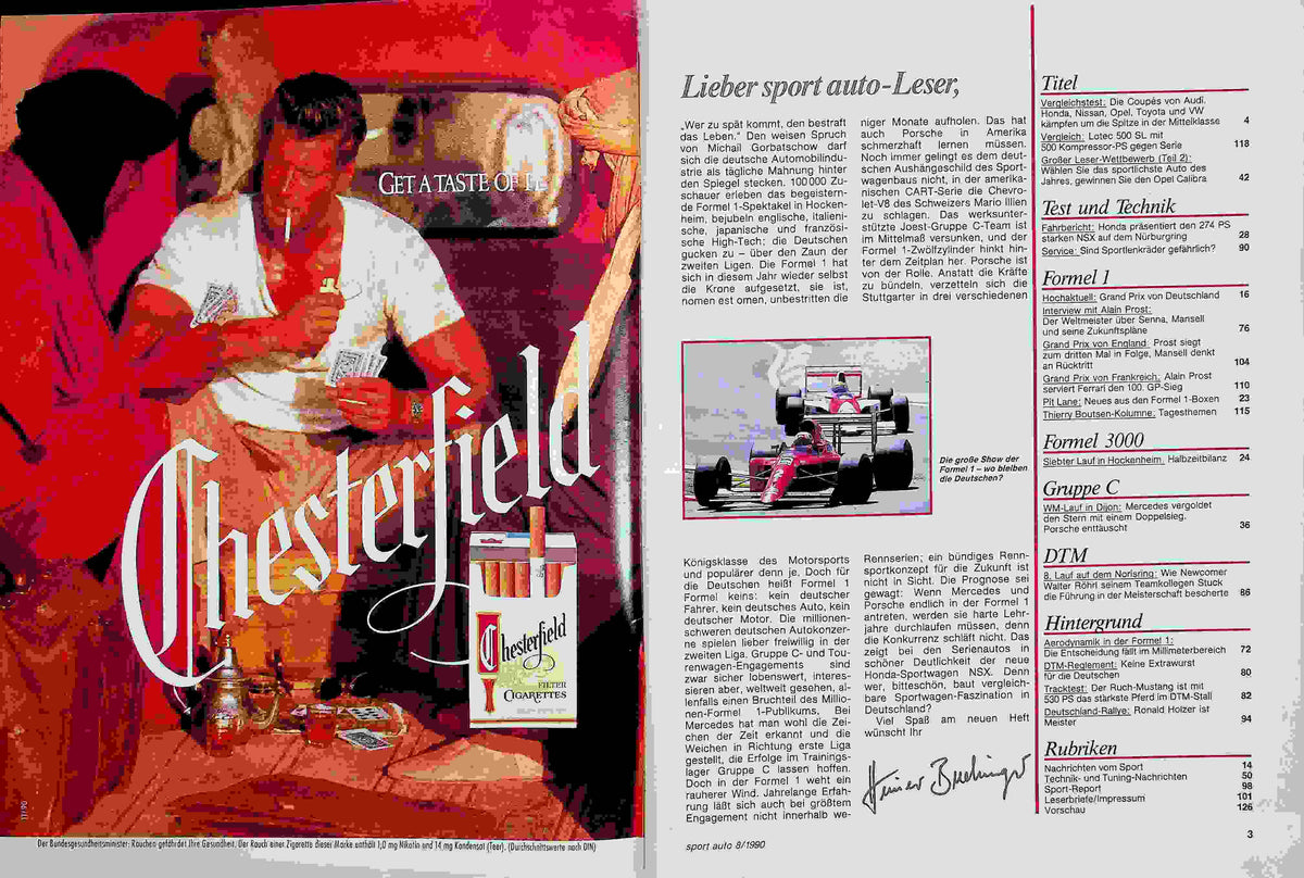 Inhaltsverzeichnis Sport Auto 08/1990