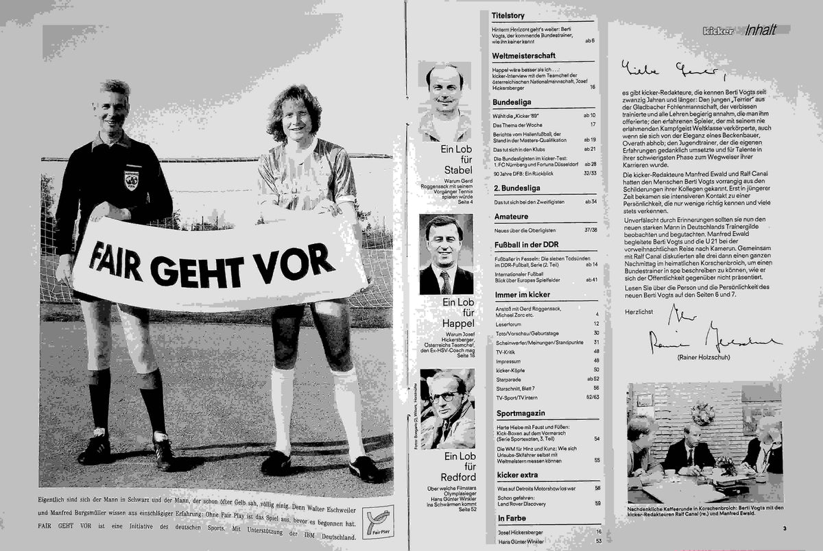 Inhaltsverzeichnis Kicker 08/1990