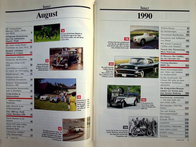 Inhaltsverzeichnis Oldtimer Markt 08/1990
