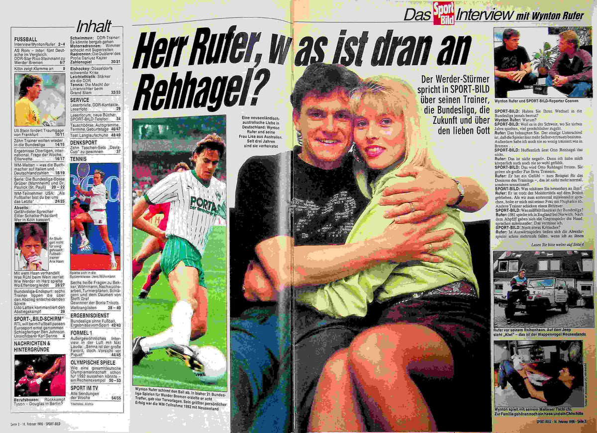 Inhaltsverzeichnis Sport Bild 08/1990