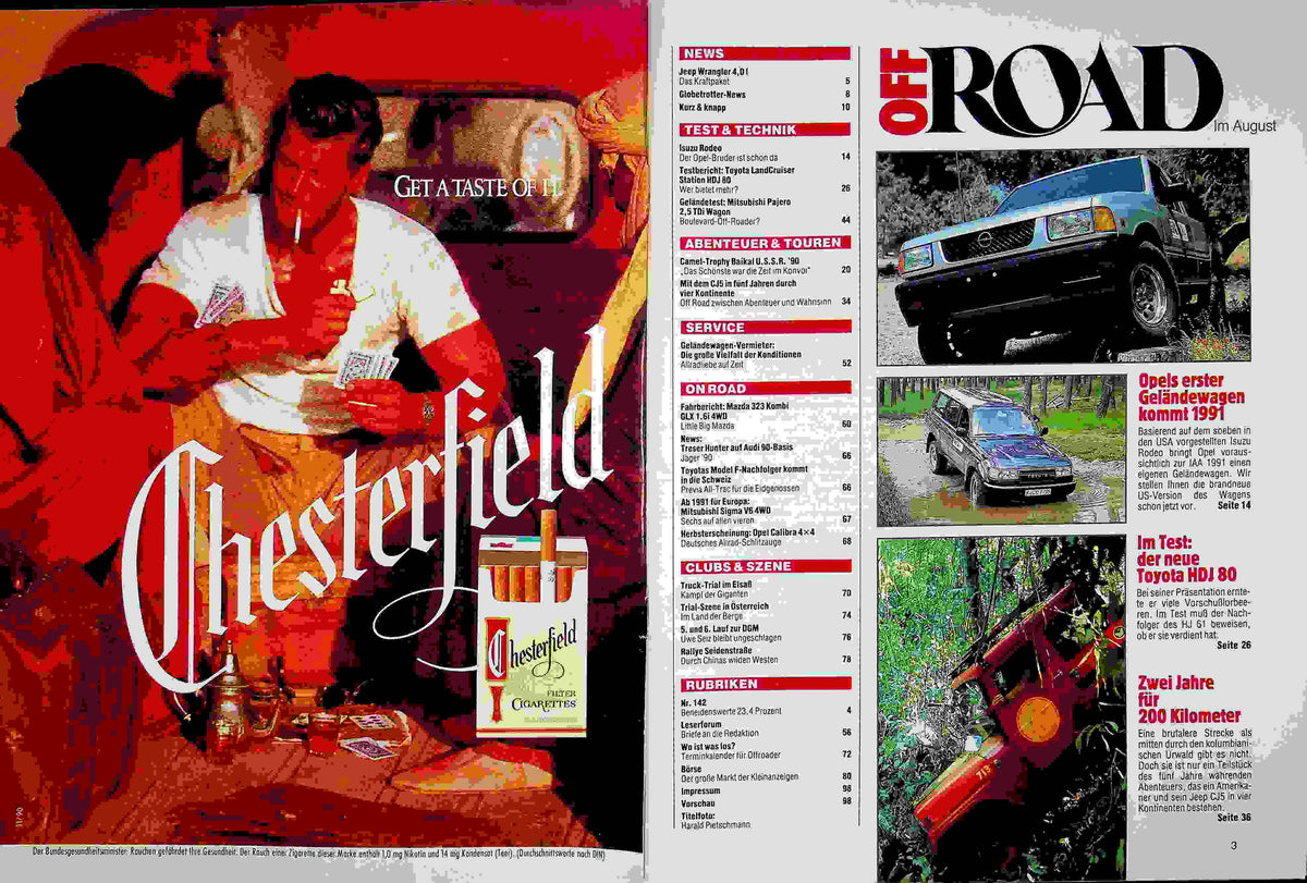 Inhaltsverzeichnis Offroad 08/1990