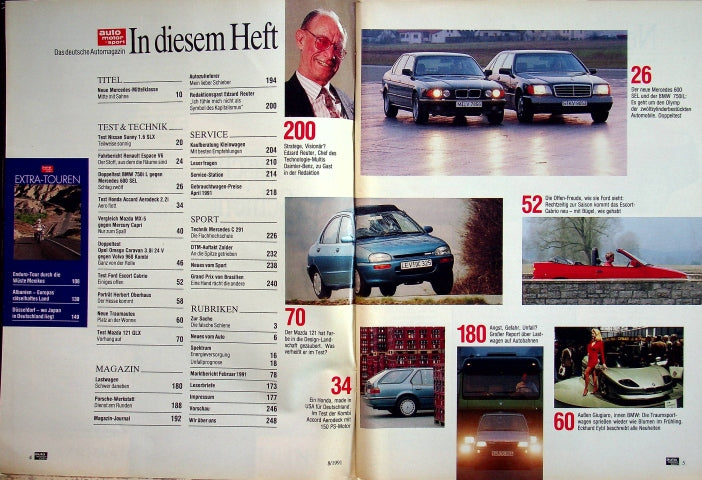 Inhaltsverzeichnis Auto Motor und Sport 08/1991