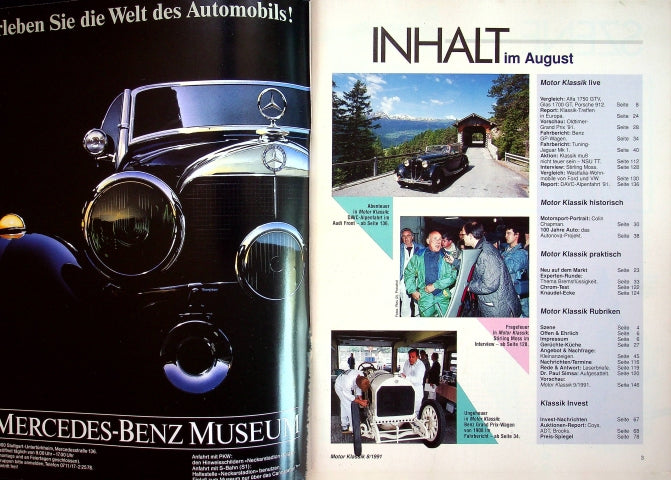 Inhaltsverzeichnis Motor Klassik 08/1991