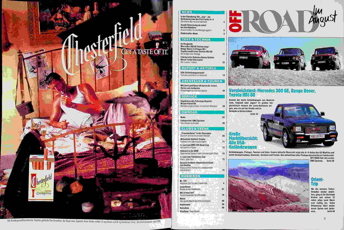Inhaltsverzeichnis Offroad 08/1991