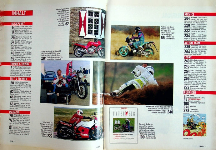 Inhaltsverzeichnis Motorrad 08/1992