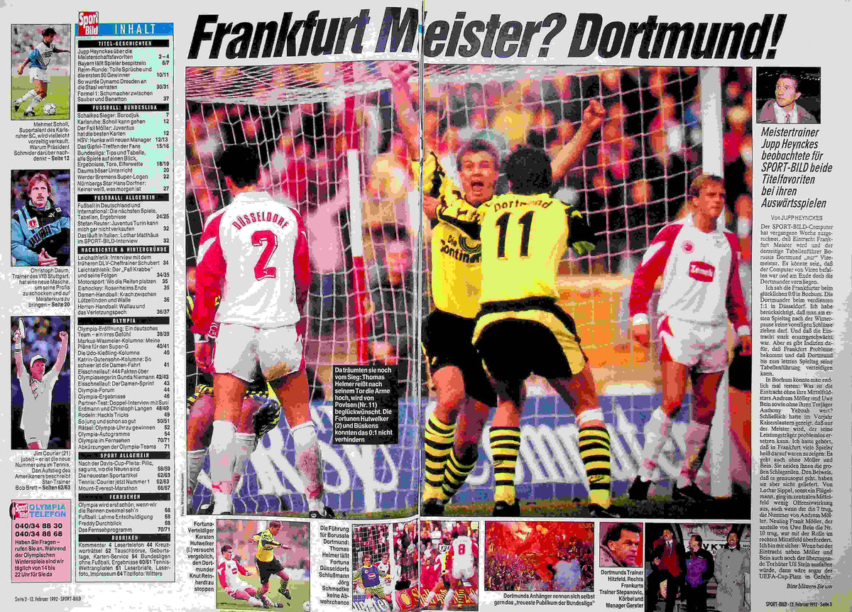 Inhaltsverzeichnis Sport Bild 08/1992