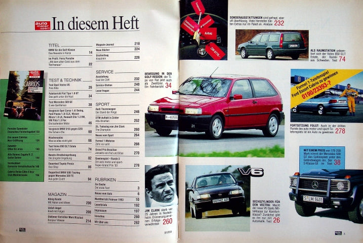 Inhaltsverzeichnis Auto Motor und Sport 08/1993