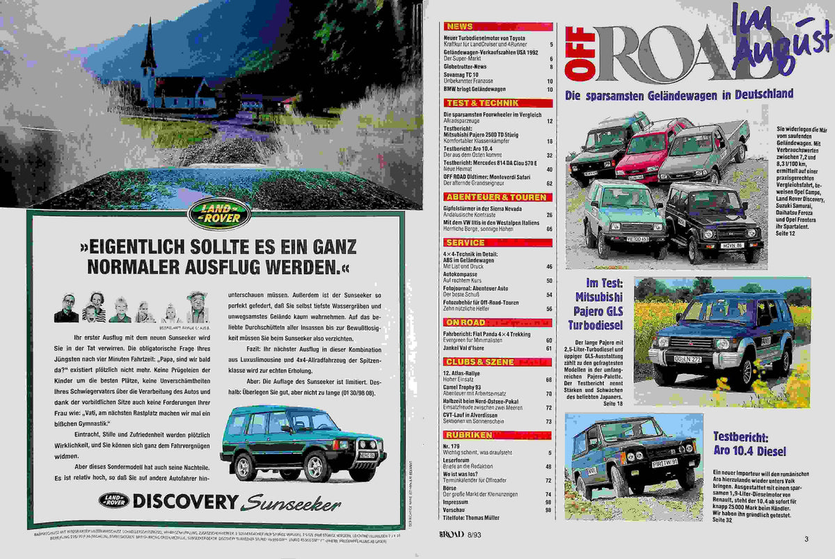 Inhaltsverzeichnis Offroad 08/1993