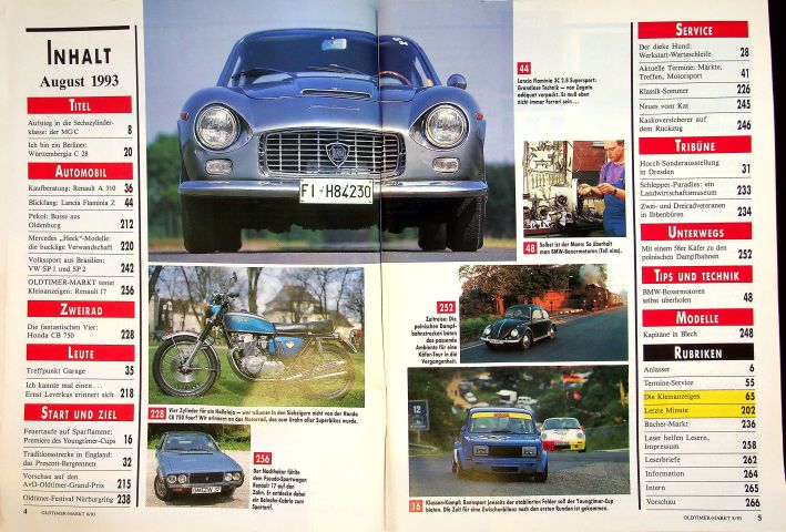 Inhaltsverzeichnis Oldtimer Markt 08/1993