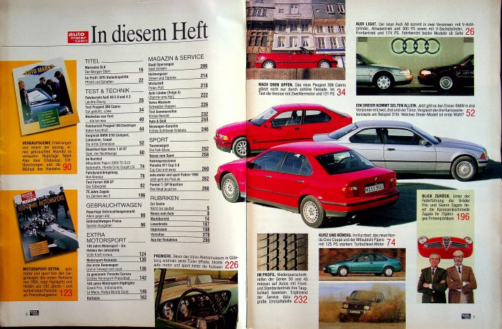 Inhaltsverzeichnis Auto Motor und Sport 08/1994
