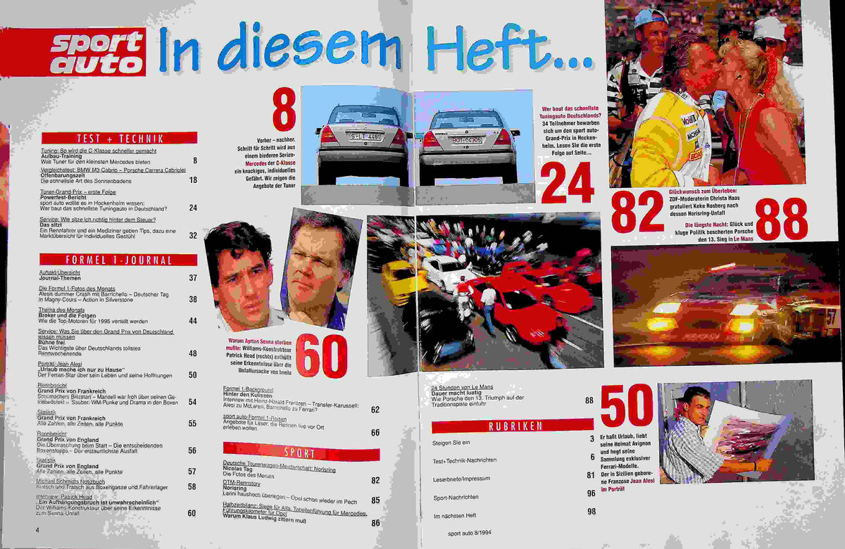 Inhaltsverzeichnis Sport Auto 08/1994